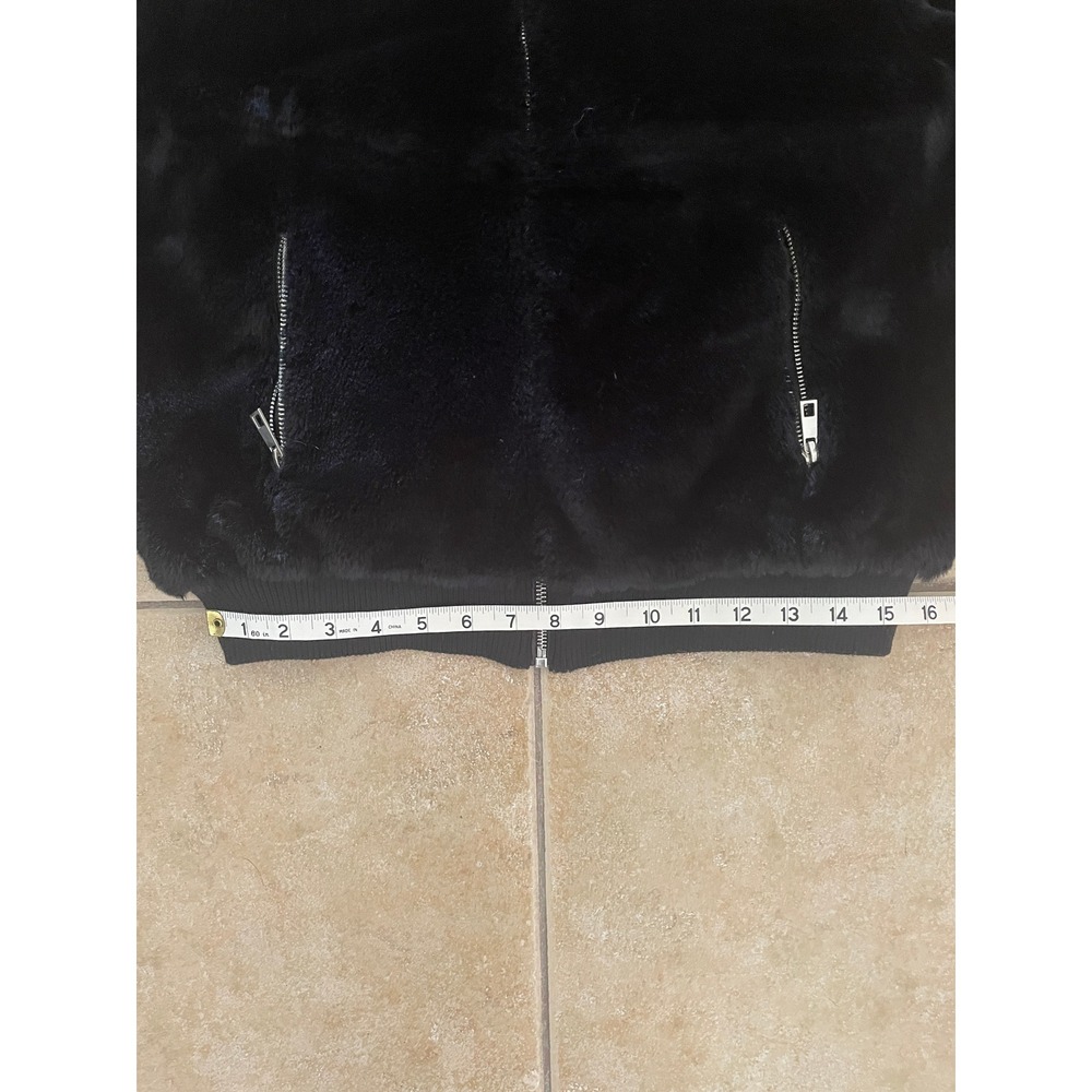 Ambiance Outerwear Black Faux Fur Zip-Up Bomber Jacket Size Small - Picture 6 of 8